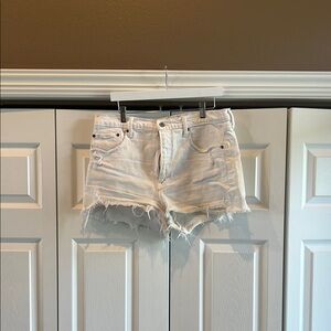 Abercrombie & Fitch Frayed Hem White Jean Shorts